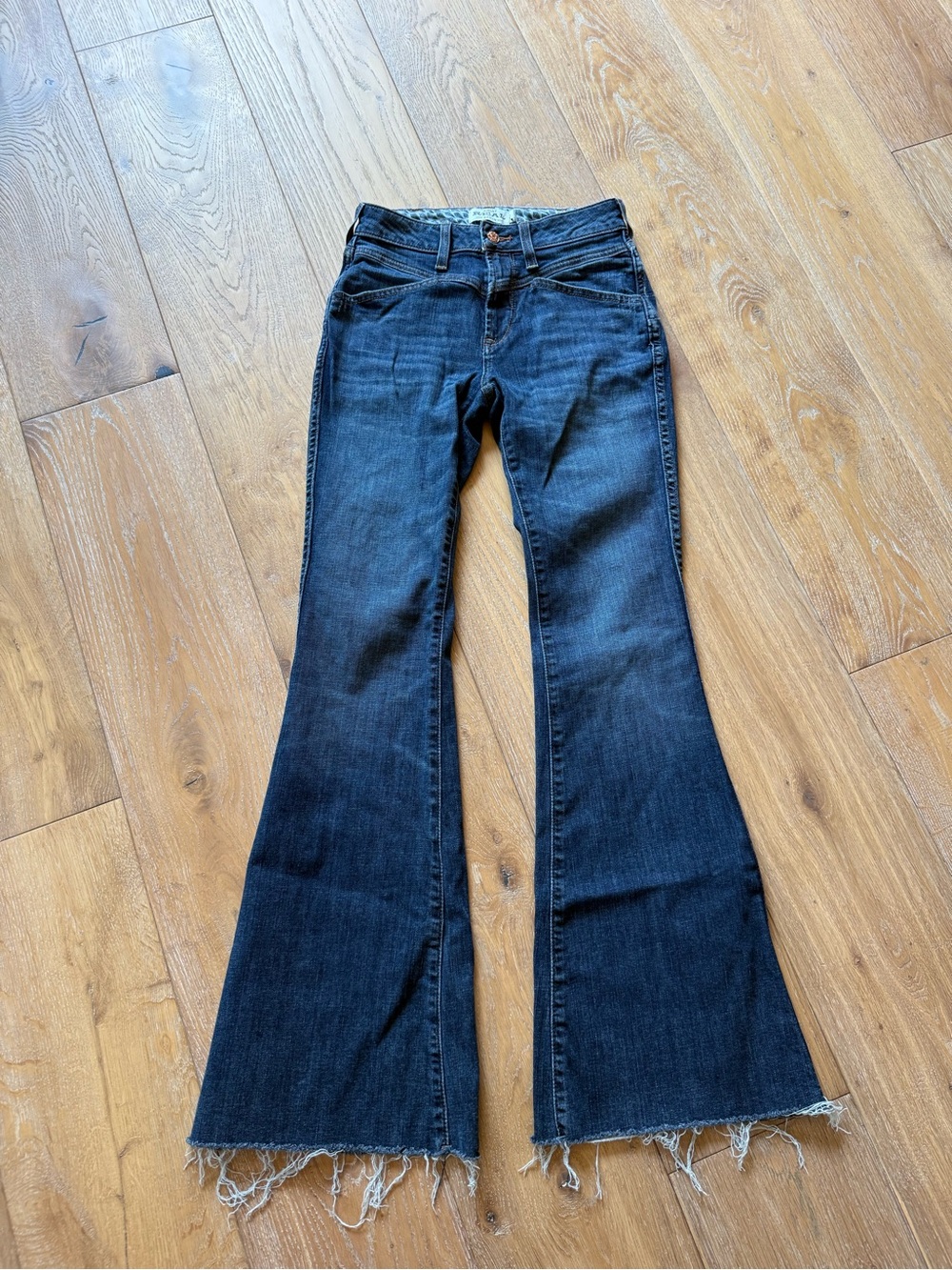 Ariat Dark Blue Flare Jeans with Raw Hem